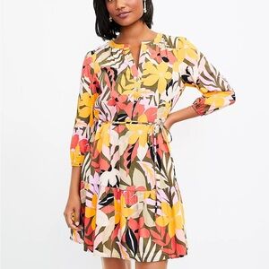 LOFT Palm Flounce dress XL